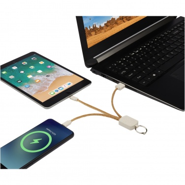 Logo trade promotional product photo of: Bates wheat straw and cork 3-in-1 charging cable