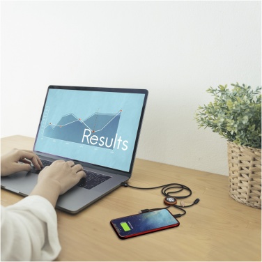 Logo trade advertising products image of: SCX.design C36 3-in-1 rPET light-up logo extended charging cable with round bamboo casing