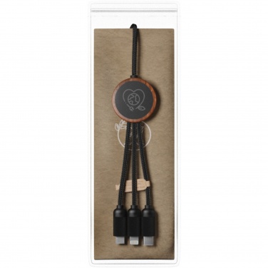 Logotrade promotional merchandise photo of: SCX.design C36 3-in-1 rPET light-up logo extended charging cable with round bamboo casing