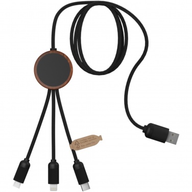 Logotrade advertising products photo of: SCX.design C36 3-in-1 rPET light-up logo extended charging cable with round bamboo casing