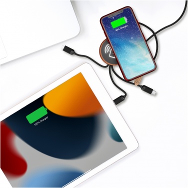 Logo trade advertising products image of: SCX.design C40 5-in-1 rPET light-up logo charging cable and 10W charging pad