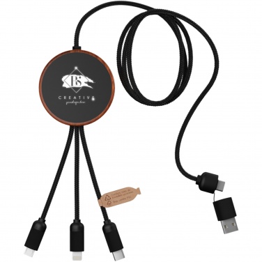 Logo trade business gift photo of: SCX.design C40 5-in-1 rPET light-up logo charging cable and 10W charging pad