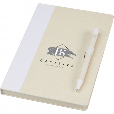 Logo trade promotional items image of: Dairy Dream A5 size reference recycled milk cartons notebook and ballpoint pen set