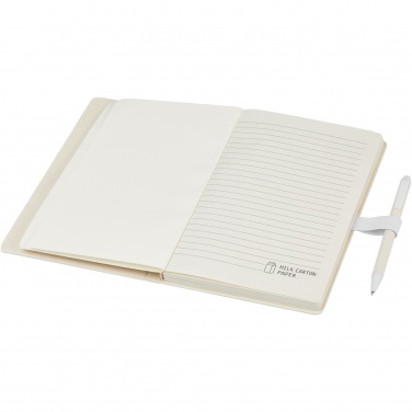 Logo trade promotional merchandise picture of: Dairy Dream A5 size reference recycled milk cartons notebook and ballpoint pen set