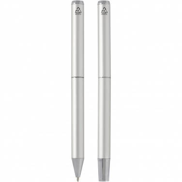 Logo trade corporate gifts picture of: Lucetto recycled aluminium ballpoint and rollerball pen gift set