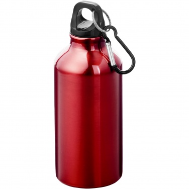 Logo trade advertising product photo of: Oregon 400 ml RCS certified recycled aluminium water bottle with carabiner