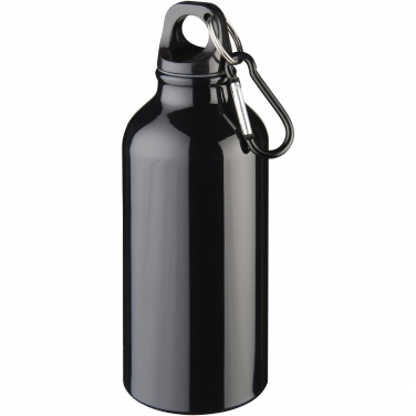 Logo trade promotional giveaways picture of: Oregon 400 ml RCS certified recycled aluminium water bottle with carabiner