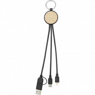 Logotrade promotional product picture of: Tecta 6-in-1 recycled plastic/bamboo charging cable with keyring