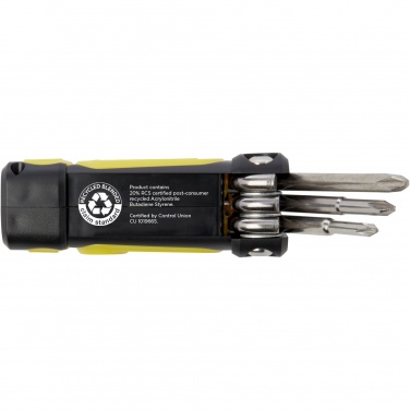 Logo trade corporate gifts image of: Octo 8-in-1 RCS recycled plastic screwdriver set with torch