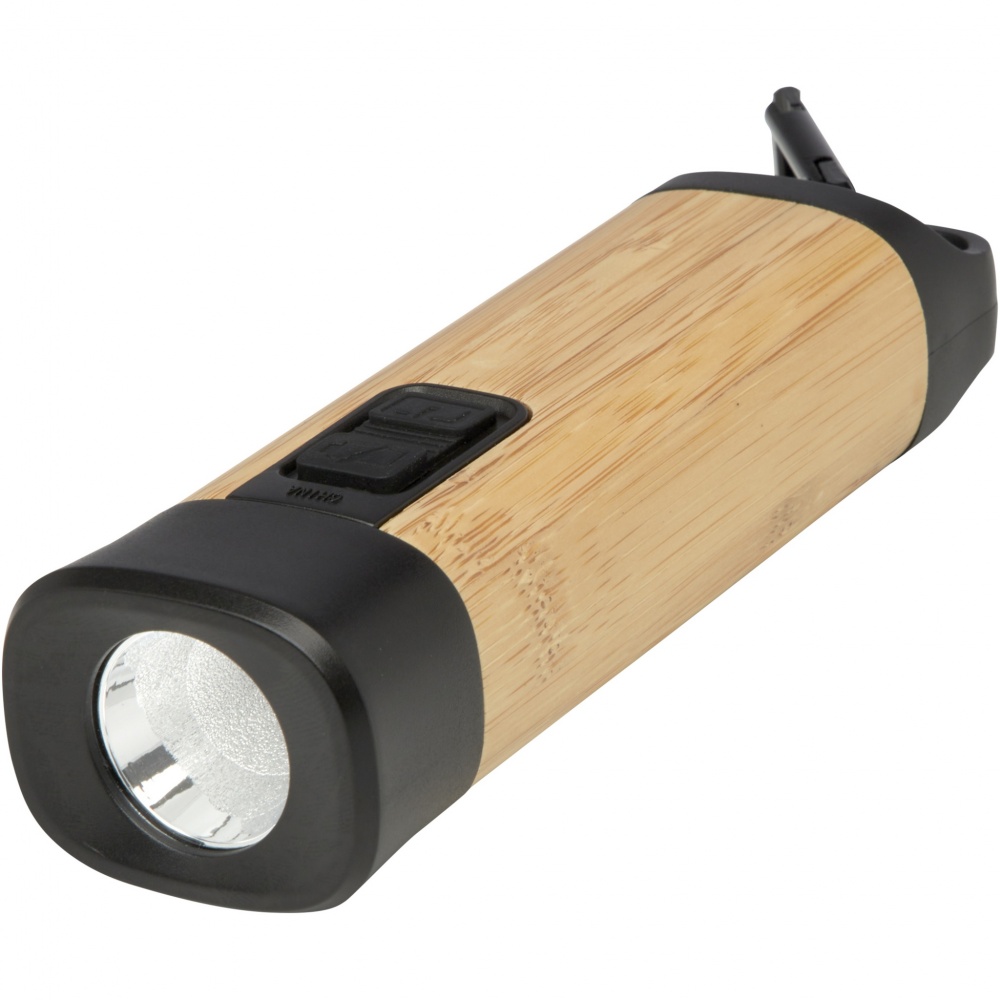 Logotrade promotional giveaway picture of: Kuma bamboo/RCS recycled plastic torch with carabiner