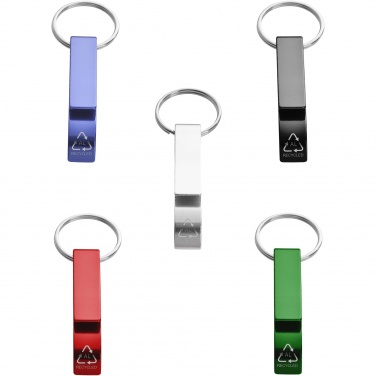 Logo trade promotional gifts picture of: Tao RCS recycled aluminium bottle and can opener with keychain 