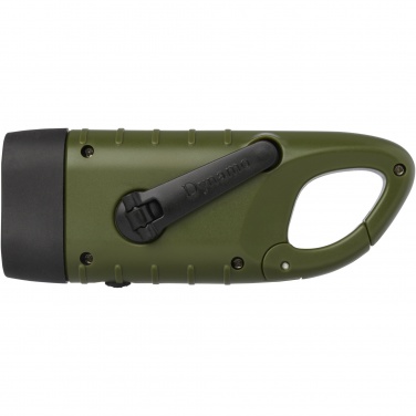 Logo trade promotional merchandise image of: Helios recycled plastic solar dynamo flashlight with carabiner