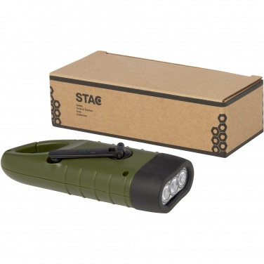 Logo trade promotional products image of: Helios recycled plastic solar dynamo flashlight with carabiner