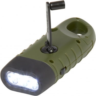 Logo trade promotional products image of: Helios recycled plastic solar dynamo flashlight with carabiner