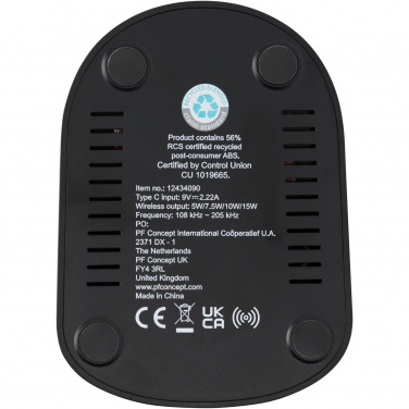 Logo trade promotional gifts picture of: Loop 15W dual coil RCS recycled plastic wireless charging stand