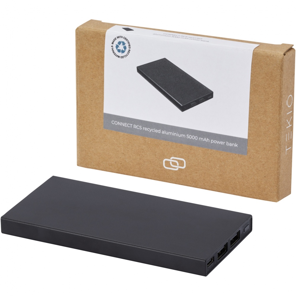 Logo trade promotional products image of: Connect 5000 mAh recycled aluminium power bank 