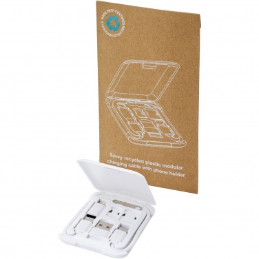 Logo trade corporate gift photo of: Savvy recycled plastic modular charging cable with phone holder