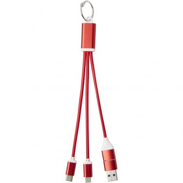 Logotrade business gifts photo of: Metal 4-in-1 recycled aluminium charging cable with keychain