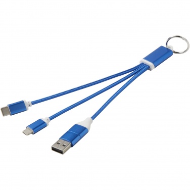 Logotrade promotional merchandise image of: Metal 4-in-1 recycled aluminium charging cable with keychain