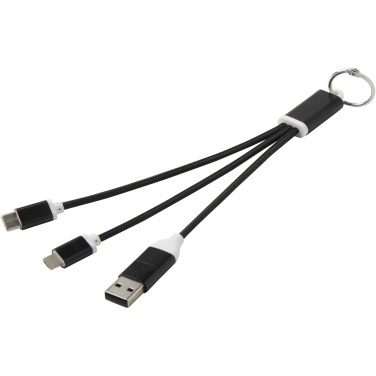 Logotrade promotional item picture of: Metal 4-in-1 recycled aluminium charging cable with keychain