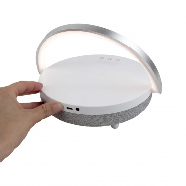 Logo trade promotional merchandise photo of: Prixton 4-in-1 10W Bluetooth® speaker with LED light and wireless charging base