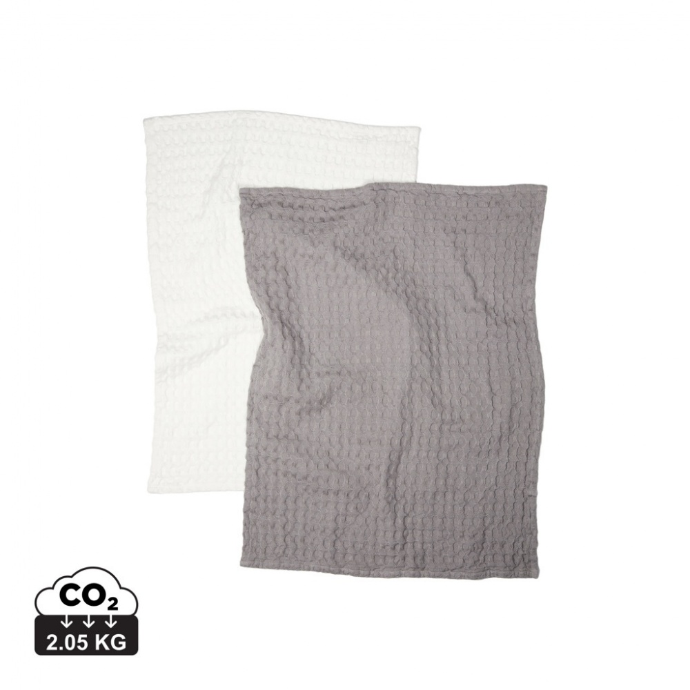 Logo trade promotional products picture of: VINGA Cromer waffle kitchen towel, 2 pcs