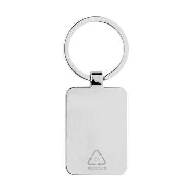 Logo trade business gifts image of: RCS recycled zinc alloy rectangle keychain with bamboo