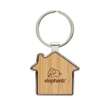 Logotrade business gifts photo of: RCS recycled zinc alloy house keychain with bamboo