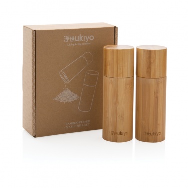 Logo trade promotional items picture of: Ukiyo bamboo salt and pepper mill set