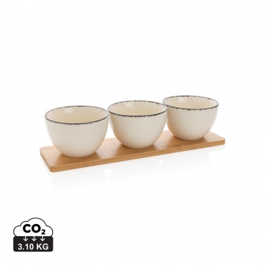 Logo trade promotional merchandise picture of: Ukiyo 3pc serving bowl set with bamboo tray