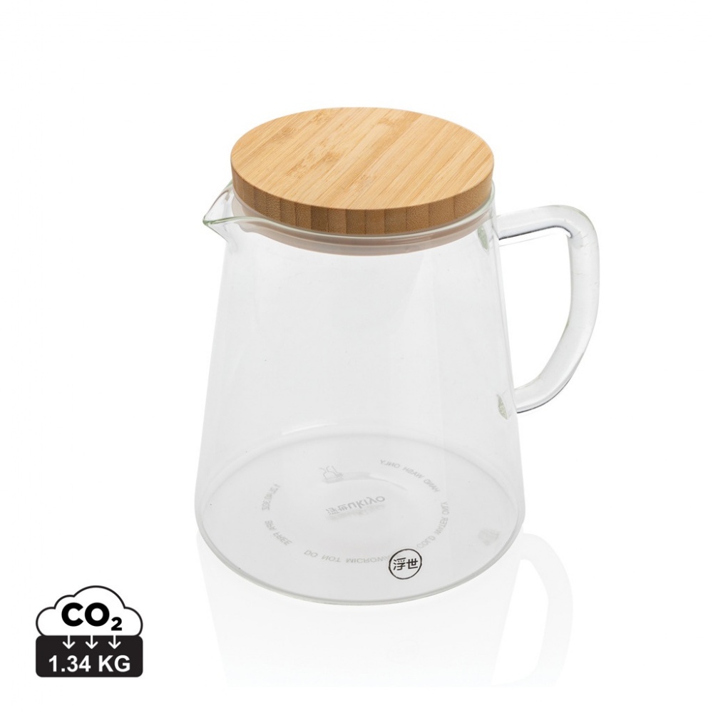 Logo trade promotional gift photo of: Ukiyo borosilicate glass carafe with bamboo lid 1.2L