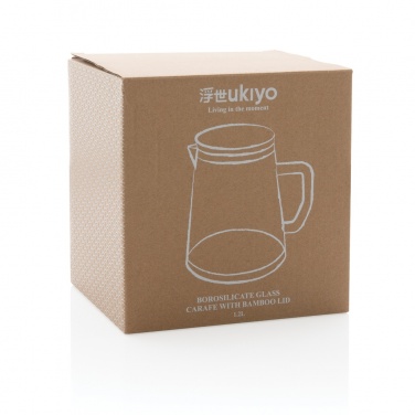 Logotrade promotional gift picture of: Ukiyo borosilicate glass carafe with bamboo lid 1.2L