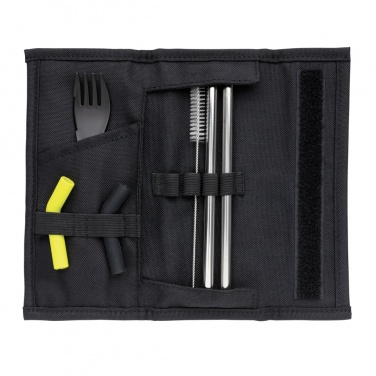 Logo trade promotional merchandise photo of: Tierra 2pcs straw and cutlery set in pouch
