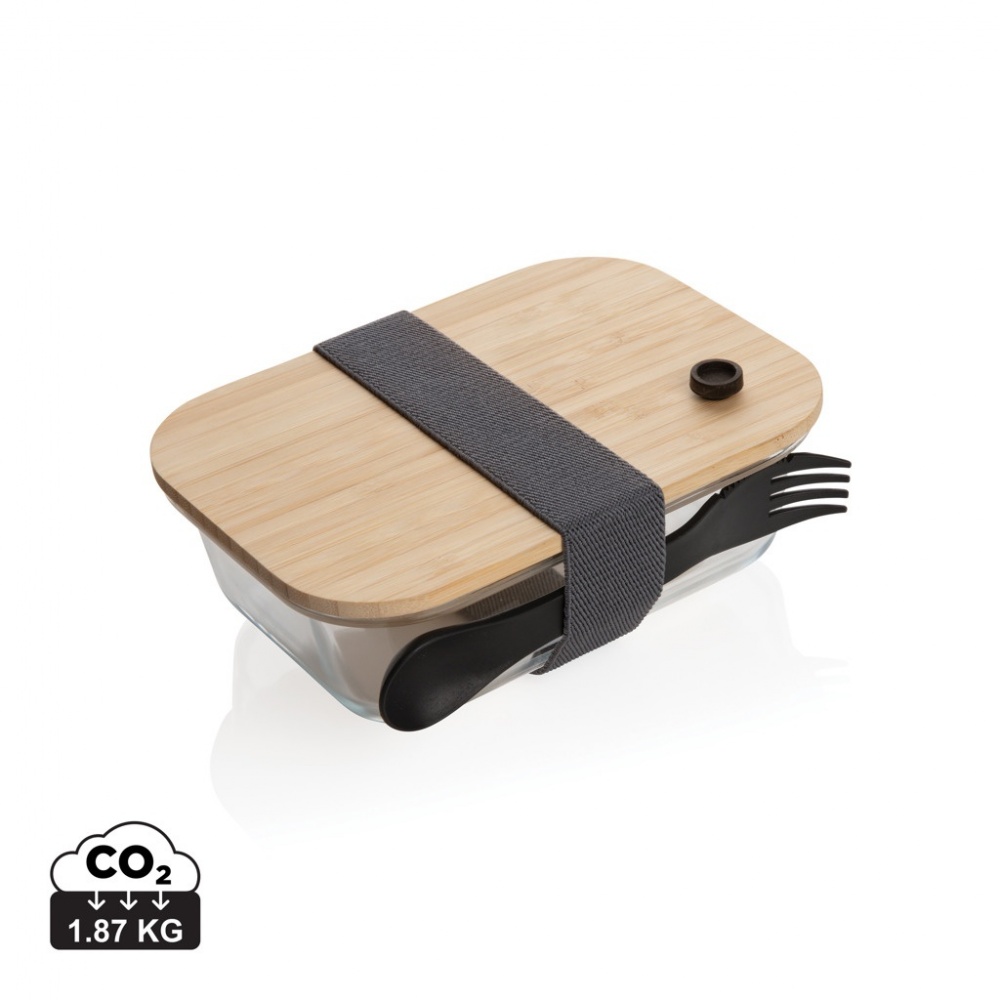Logo trade business gifts image of: Glass lunchbox with bamboo lid