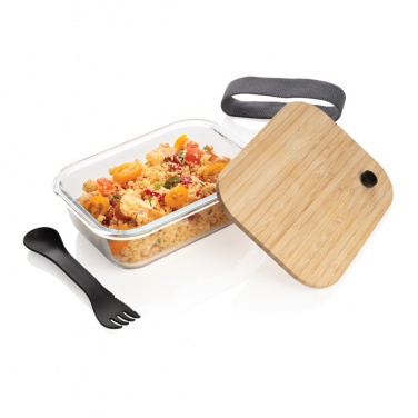 Logo trade promotional item photo of: Glass lunchbox with bamboo lid
