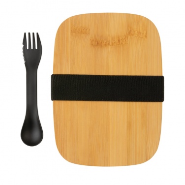 Logotrade advertising product image of: Stainless steel lunchbox with bamboo lid and spork