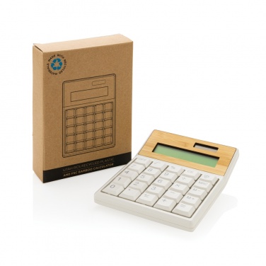 Logo trade promotional giveaways image of: Utah RCS recycled plastic and  bamboo calculator