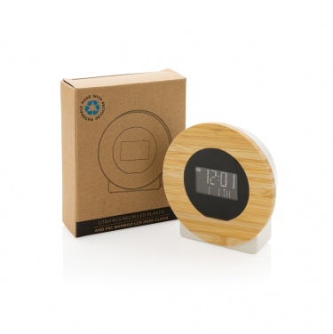 Logo trade promotional products picture of: Utah RCS rplastic and bamboo LCD desk clock