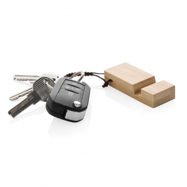 Logo trade promotional merchandise photo of: Standkey bamboo keychain phone stand