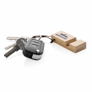 Logotrade promotional product picture of: Standkey bamboo keychain phone stand