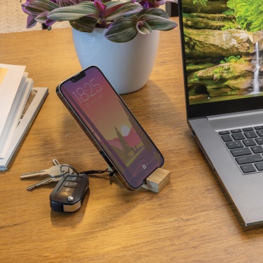 Logo trade promotional gifts picture of: Standkey bamboo keychain phone stand