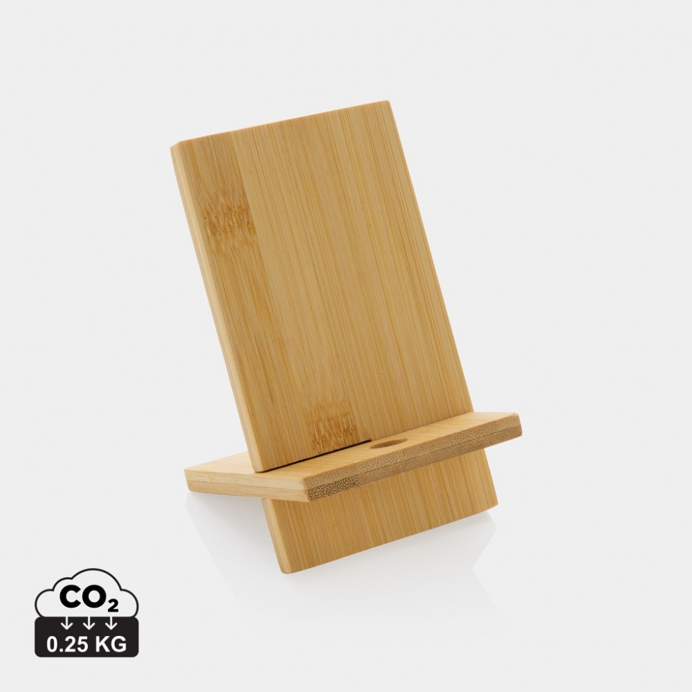 Logo trade business gift photo of: Bamboo phone stand in kraft box