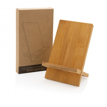 Logo trade promotional giveaways picture of: Bamboo phone stand in kraft box