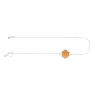 Logo trade corporate gifts image of: 3-in-1 cable with 5W bamboo wireless charger