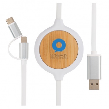Logotrade promotional merchandise photo of: 3-in-1 cable with 5W bamboo wireless charger