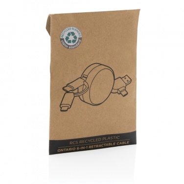 Logotrade promotional gift picture of: RCS recycled plastic Ontario 6-in-1 retractable cable