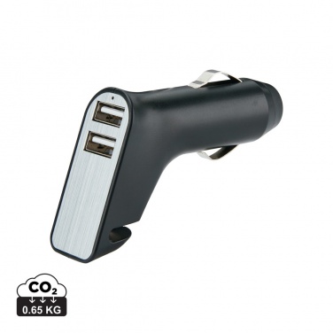 Logo trade advertising products image of: Dual port car charger with belt cutter and hammer