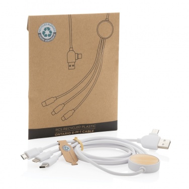Logo trade corporate gifts image of: RCS recycled plastic Ontario 6-in-1 cable