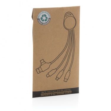 Logo trade promotional product photo of: RCS recycled plastic Ontario 6-in-1 round cable