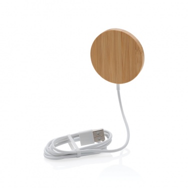 Logo trade promotional products picture of: 10W bamboo magnetic wireless charger